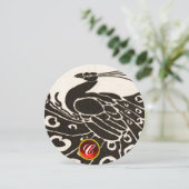 ELEGANTER SCHWARZER WEISSER PEACOCK, ROTER RUBY GE EINLADUNG (Stehend Vorderseite)