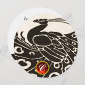 ELEGANTER SCHWARZER WEISSER PEACOCK, ROTER RUBY GE EINLADUNG (Vorne/Hinten)