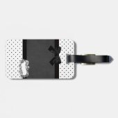 Eleganter schwarzer, weißer Polka Dots-Black Bow, Gepäckanhänger (Rückseite horizontal)