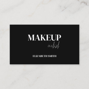 Eleganter schwarzer & weißer QR-Code-Make-up-Artis Visitenkarte