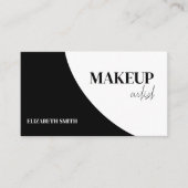 Eleganter schwarzer & weißer QR-Code-Make-up-Artis Visitenkarte (Vorderseite)