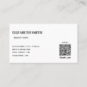 Eleganter schwarzer & weißer QR-Code-Makeup-Artist Visitenkarte (Rückseite)
