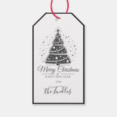 Eleganter Schwarzer Weißer Skript-Weihnachtsbaum Geschenkanhänger (Vorderseite)