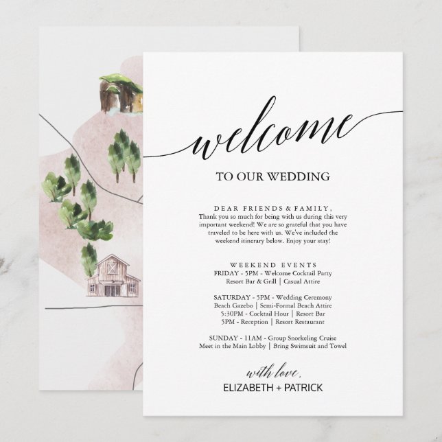 Eleganter Schwarzer Willkommensbrief - Tour & Kart (Vorne/Hinten)