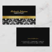 Eleganter Schwarzes und Golddamast modern u. Visitenkarte (Vorne/Hinten)
