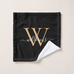 Eleganter Schwarzgold-Schriftzug mit individuellem Waschlappen