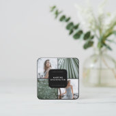 Eleganter Schwarzgrenzenfotograf, modern minimalis Quadratische Visitenkarte (Stehend Vorderseite)