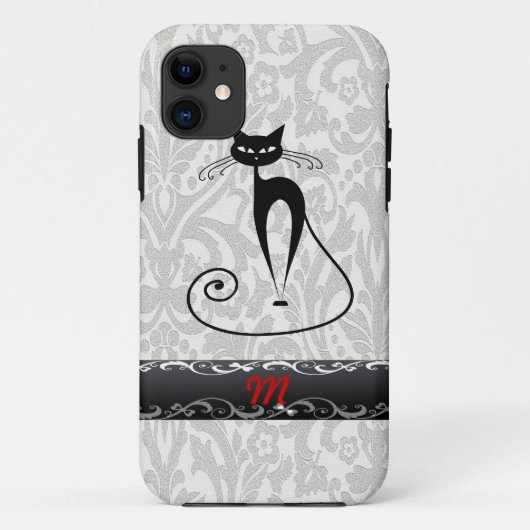 Eleganter Schwarzkatzendamast Case-Mate iPhone Hülle (Rückseite)