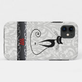 Eleganter Schwarzkatzendamast Case-Mate iPhone Hülle (Rückseite (Horizontal))