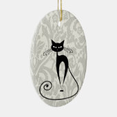 Eleganter Schwarzkatzendamast Keramik Ornament (Rechts)