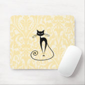 Eleganter Schwarzkatzendamast Vintag Mousepad (Mit Mouse)