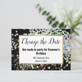 ELEGANTER SCHWARZPASTELSPOT ÄNDERT DAS DATUM UAWG RSVP KARTE (Stehend Vorderseite)