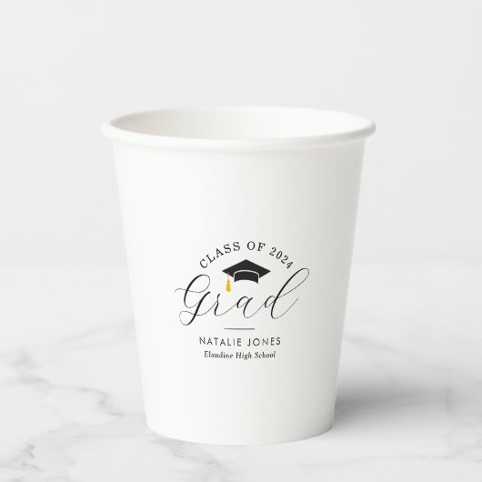 eleganter Schwarzweiß-Abschluss Pappbecher (Vorderseite)