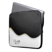Eleganter Schwarzweiß-Abstrakter Wellengang und In Laptopschutzhülle (Vorderseite Links)
