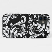 Eleganter Schwarzweiss-Blumendamast Case-Mate iPhone Hülle (Rückseite (Horizontal))