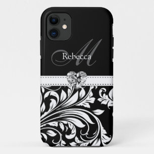 Eleganter Schwarzweiss-Damast Case-Mate iPhone Hülle