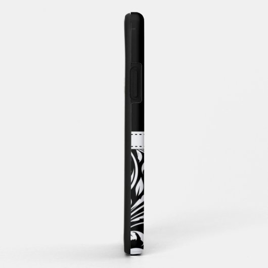 Eleganter Schwarzweiss-Damast Case-Mate iPhone Hülle (Hinten/Rechts)