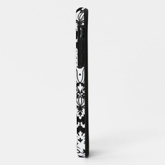 Eleganter Schwarzweiss-Damast Case-Mate iPhone Hülle (Hinten/Links)