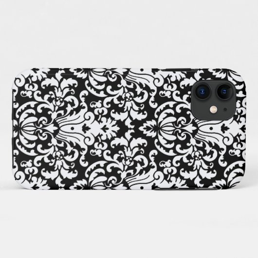 Eleganter Schwarzweiss-Damast Case-Mate iPhone Hülle (Rückseite (Horizontal))