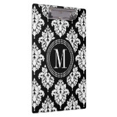 Eleganter Schwarzweiss-Damast personalisiert Klemmbrett (Rechts)