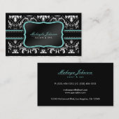 Eleganter Schwarzweiss-Damast-Salon und Visitenkarte (Vorne/Hinten)