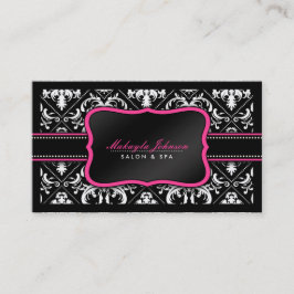 Eleganter Schwarzweiss-Damast-Salon und Visitenkarte