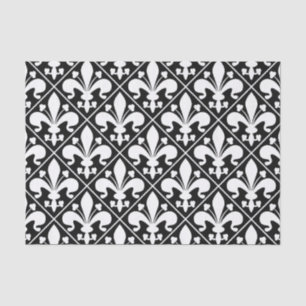 Eleganter Schwarzweiss-Fleur de Lys Seidenpapier