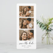 Eleganter Schwarzweiß-Foto-Streifen Save the Date Ankündigung (Stehend Vorderseite)