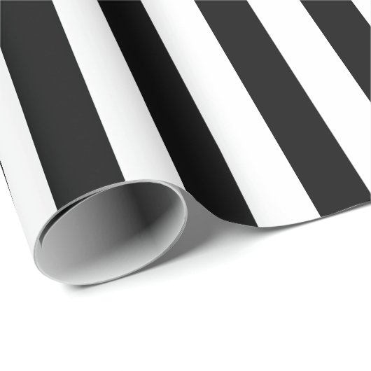 Eleganter Schwarzweiß-Streifen Geschenkpapier (Rolleneckpunkt)