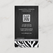 Eleganter Schwarzweiss-Zebra Visitenkarte (Rückseite)