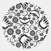 Eleganter Schwarzweißaufkleber Runder Aufkleber (Vorderseite)