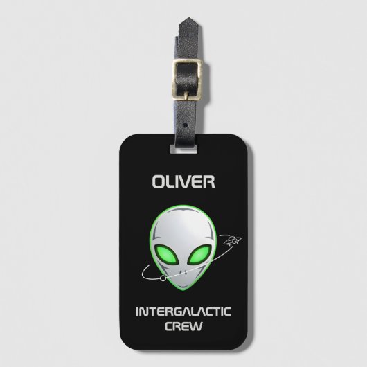 Eleganter Sci-Fi-UFO-Alien-Kopf Gepäckanhänger (Vorderseite Vertikal)