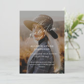 Eleganter Script 2 Foto Abschluss Ankündigung (Stehend Vorderseite)