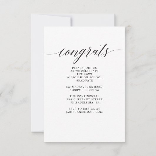 Eleganter Script-Abschluss Ankündigung mit Foto (Rückseite)