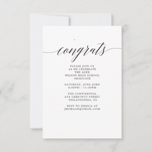 Eleganter Script-Abschluss Ankündigung mit Foto (Rückseite)