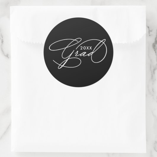 Eleganter Script-Abschluss Black Runder Aufkleber (Tasche)