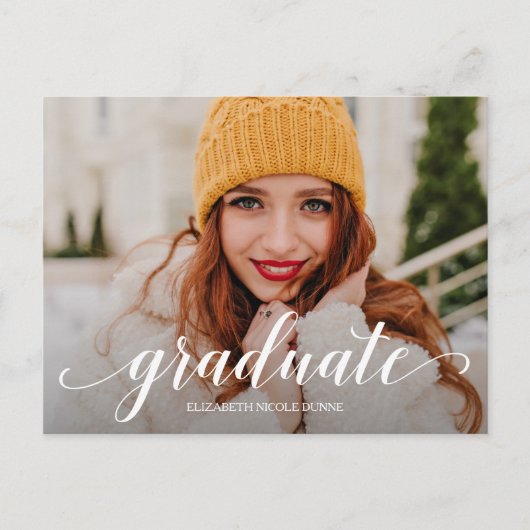 Eleganter Script-Abschluss SAVE THE DATE Postkarte (Vorderseite)