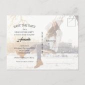 Eleganter Script-Abschluss SAVE THE DATE Postkarte (Rückseite)