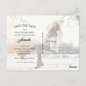 Eleganter Script-Abschluss SAVE THE DATE Postkarte (Rückseite)