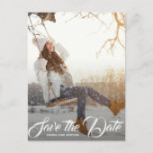 Eleganter Script-Abschluss SAVE THE DATE Postkarte (Vorderseite)