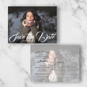 Eleganter Script-Abschluss SAVE THE DATE Postkarte