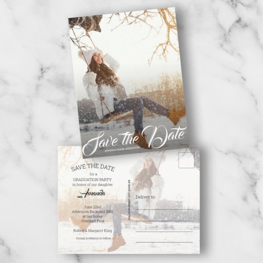 Eleganter Script-Abschluss SAVE THE DATE Postkarte