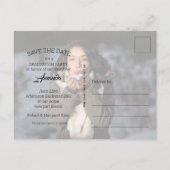 Eleganter Script-Abschluss SAVE THE DATE Postkarte (Rückseite)