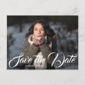 Eleganter Script-Abschluss SAVE THE DATE Postkarte (Vorderseite)
