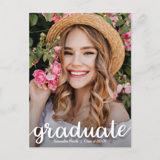 Eleganter Script-Abschluss SAVE THE DATE Postkarte (Vorderseite)