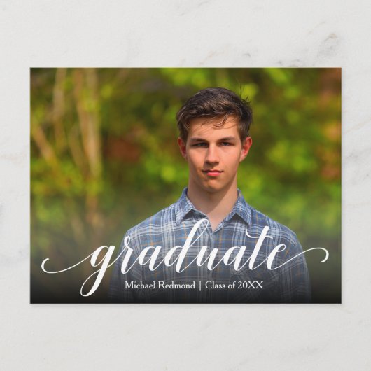 Eleganter Script-Abschluss SAVE THE DATE Postkarte (Vorderseite)