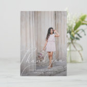 Eleganter Script-Abschluss Vielen Dank Foto Dankeskarte (Stehend Vorderseite)