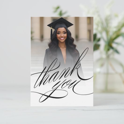 Eleganter Script-Abschluss Vielen Dank Foto-Karte Dankeskarte (Stehend Vorderseite)