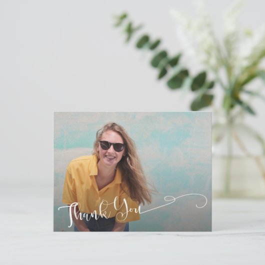 Eleganter Script-Abschluss Vielen Dank Postkarte (Stehend Vorderseite)