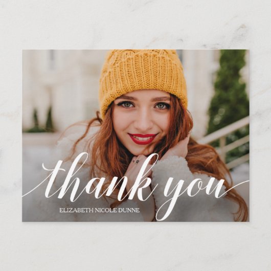 Eleganter Script-Abschluss Vielen Dank Postkarte (Vorderseite)